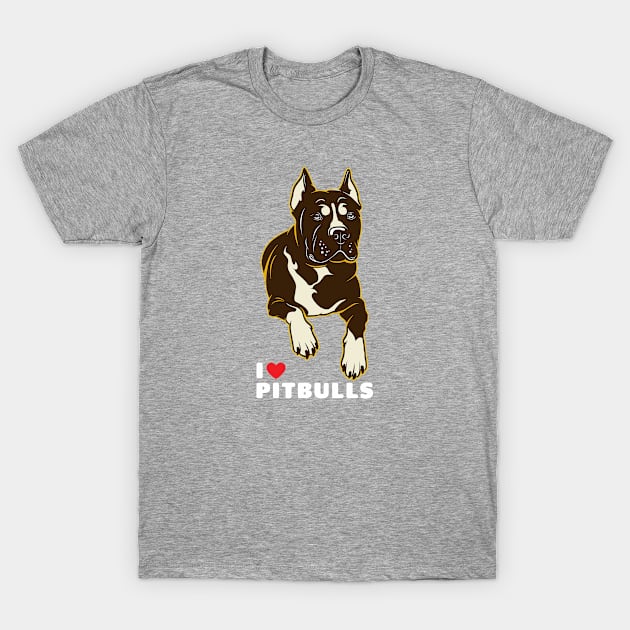 I Love Pitbulls Dog Art T-Shirt by Rumble Dog Tees